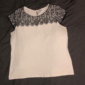 Lace cap sleeve shirt